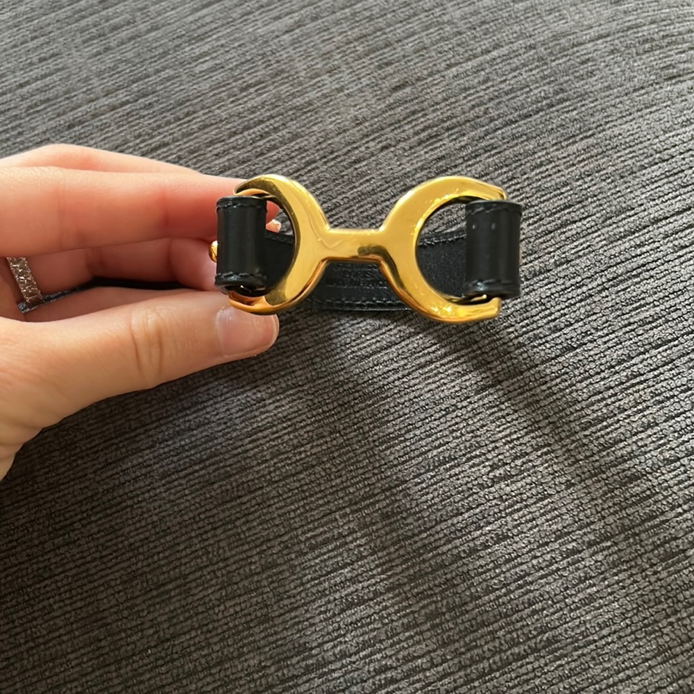 Hermes Horsebit Leather Bracelet Black and Gold